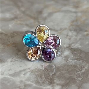 Multicolor Gemstone Flower Ring